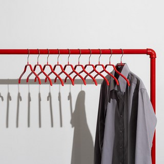 마와 논슬립 옷걸이 실루엣 36F, 레드, 10개