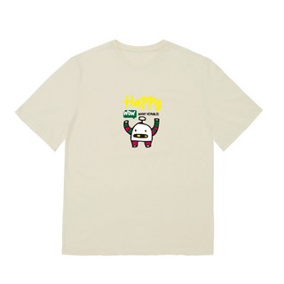 0.387AU聯名印花短袖T恤, 淺米色