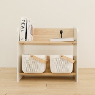 SimpleRoom 傾斜式低款DIY正面幼兒書櫃, 橡木色 + 白色, 2層