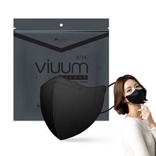 Viuum Masks 豪華彩色口罩 中型 成人用 KF94, 1包, 25片, 黑色