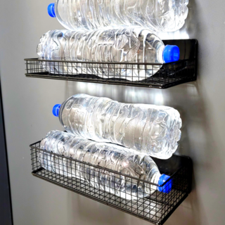 해피무드 다용도 초강력 철제 자석선반 2단 세트, 블랙, 1세트