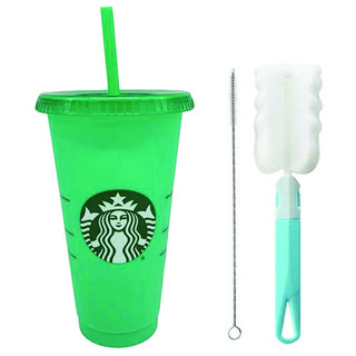 STARBUCKS 星巴克 變色可重複使用冷水杯 709ml + 吸管 + 清潔刷 + 吸管清潔刷, SEA