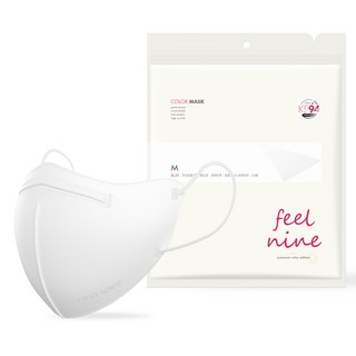 feelnine 輕盈貼合 2D 保健口罩 中型 KF94, 1包, 25片, 雪白色