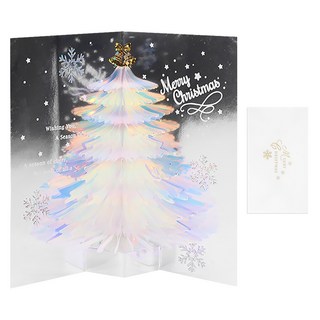 Modernat 聖誕3D立體樹卡片, 白色, 1個