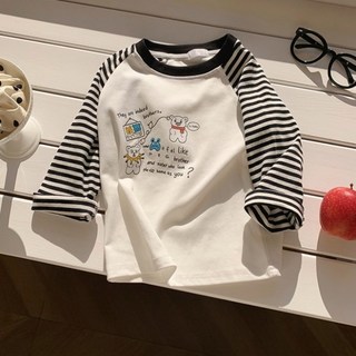 이유몽 아동용 베이직핏 프린트 배색 래글런 긴팔 티셔츠 E6S016