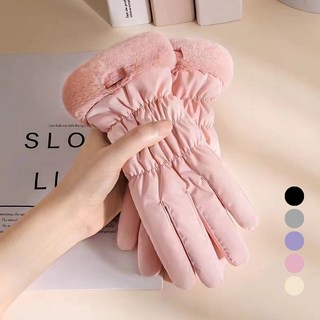 Elsso 女性保暖刷毛冬季鋪棉智慧型手機觸控防水防寒手套