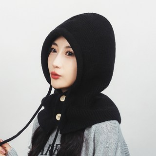 Atirel 女款針織巴拉克拉瓦雙排扣運動帽, 黑色, 1個