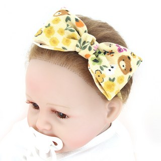 arang.rorang 可愛小熊燈芯絨蝴蝶結柔軟嬰兒髮帶