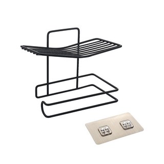 무타공 철제 휴지걸이 다용도 V선반, 블랙, 1개