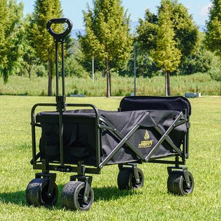 제라 캠핑 해피 웨건 테이블 접이식 카트 + 커버 세트, 1세트, 블랙
