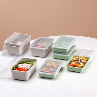 Ahtty home 밀프렙 雙尺寸單層便當 2種 x 4入組, 1套, 奶油, 薄荷