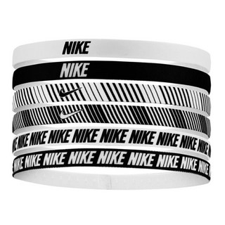 NIKE 耐吉 印花髮帶 6入, 黑白, 1組