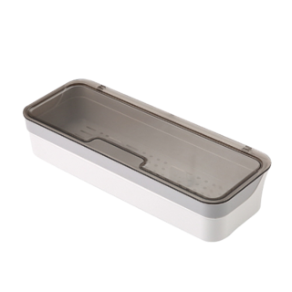 可分離式瀝水方形餐具筒, 1個, 白色 + 灰色