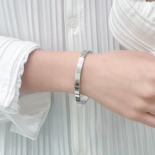 gelluna 女性用 整體 醫療鋼 亮面 平面 直式 基本 基礎 簡約 手鐲手環 6mm D-42