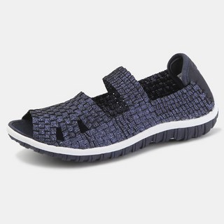 PETITJE 鏤空綁帶氣墊編織鞋 懶人鞋 夏季編織鞋