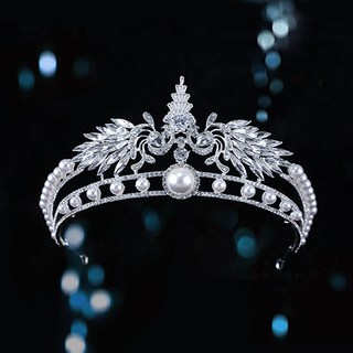 Lunaglam 奢華婚禮髮飾新娘皇冠 WC418, 1個, 銀色 C款