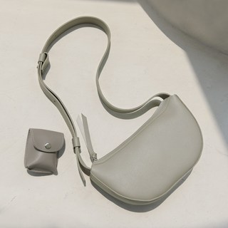LAMUN 女性用 Hive 半月形斜背包 + 迷你小包, 灰色