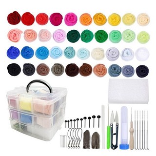 Madakkumi 羊毛氈套組 (入門用) 40色羊毛 + 工具 + 收納盒, 1組, 混色