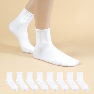 Chacks 女款 優質 加固襪頭 中筒羅紋襪 8雙組