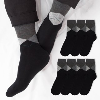 si ner socks 男士菱格紋西裝中筒襪 7雙組