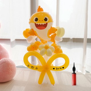 피앤비유니티 캐릭터 레터링 DIY 꽃다발 요술풍선 세트, 07 아기상어 옐로우, 1세트