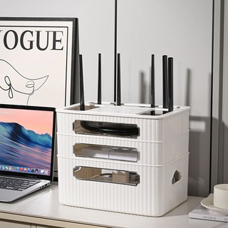 Sohaim 3層路由器機上盒收納盒, 1個, 白色