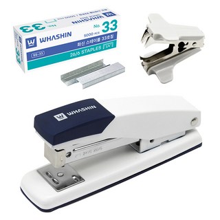 Whashin 133K 釘書機 + 33號釘書針 5000入 + 起釘器 套組, 隨機出貨, 1組