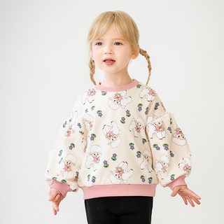 mollimelli 女童可愛花朵絨毛T恤