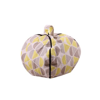 薰衣草圓滾滾玩具收納懶骨頭沙發 S, 黃色幾何, 1個
