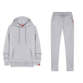 NESPA 男性連帽直筒刷毛大尺碼運動套裝 SUW_0021