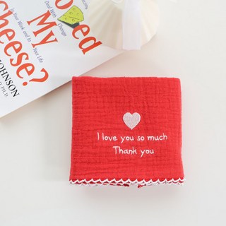 하트 자수 스티치 이중거즈 손수건