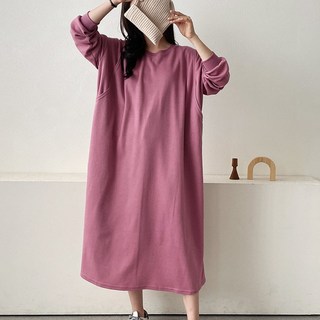 大尺碼哺乳長版連身裙