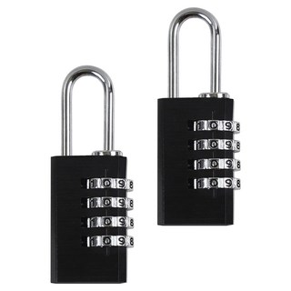 自訂密碼輕薄4位撥盤鎖 黑色, 2個
