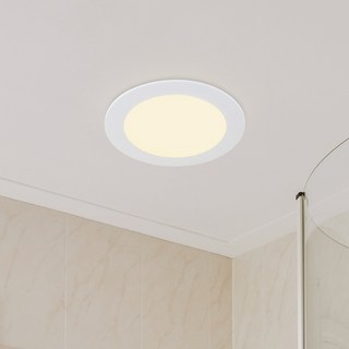 WONHA DS RAKANG 防閃爍 浴室用 防潮 LED 崁燈 10.1cm 9W, 1個, 白色(霧面) + 燈泡色