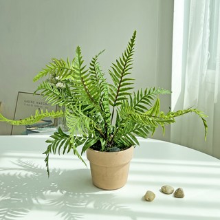 benudi 仿真綠植盆栽, 1個, 綠色 + 土黃色