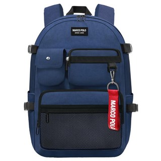 marco polo 多口袋後背包 + 鑰匙圈 MP6485, 海軍