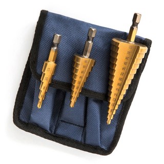 Homeus 鈦塗層階梯鑽 3件組 + 收納袋, 1組