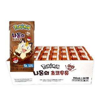 samlip 三立 寶可夢喵喵巧克力牛奶, 190ml, 24入