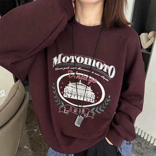 Goodif 女款復古圖案寬鬆圓領大學T