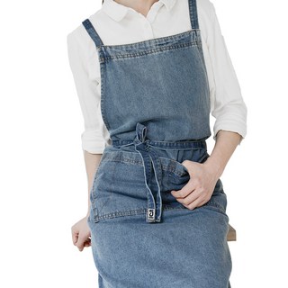 Jubiu 綁帶牛仔圍裙, 深藍色, 1件