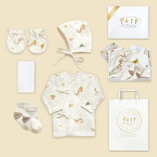 ikii 유아용 오가닉 사계절용 배냇저고리 긴소매 5종 출산세트 + 쇼핑백