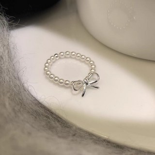 비아워게스트 여성용 여리여리 발레코어 진주 반지