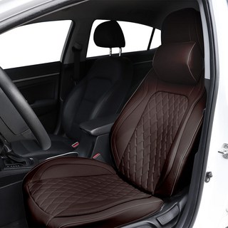 DAEHAN AUTOMOBILE 全包式汽車前座椅皮製座椅套 四件組, 棕色, 1組