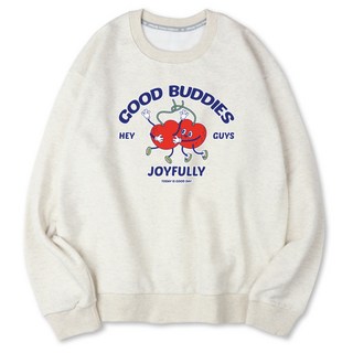 VENHIT Good Buddies字母寬鬆棉質雙面布大學T