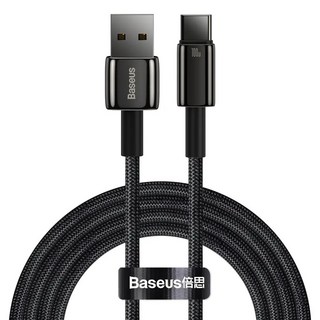 Baseus 倍思 鎢金系列 USB to Type-C快充傳輸線 100W, 1個, 黑色, 2m