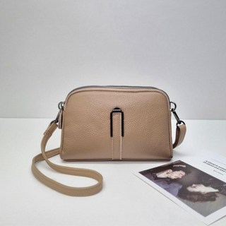 J.DUDU 牛皮 女用斜背包 迷你 日常包 JD11 + 卡夾, 泥米色(斜背包)+隨機出貨(卡夾包)