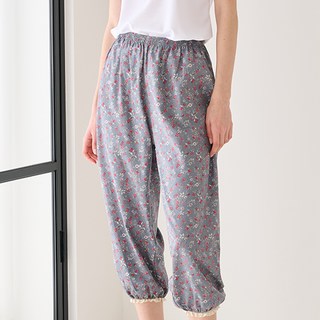 테라우드 여성용 던플라워 프릴 밴딩 9부 파자마 바지