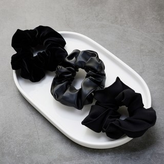 HanNal 天鵝絨仿皮聚酯髮圈 3件組