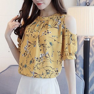 MMMII 女款露肩花莖掛脖雪紡上衣 MMM120