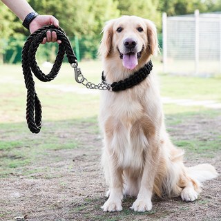 파스텔펫 강아지 중대형견 트위스트 목줄 + 리드줄 세트, 블랙, 1세트